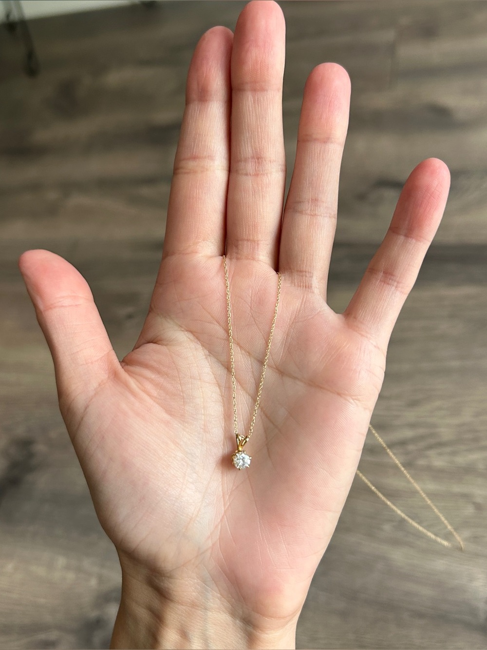 Dainty 10k gold chain - cubic zirconia diamond pendent Necklace